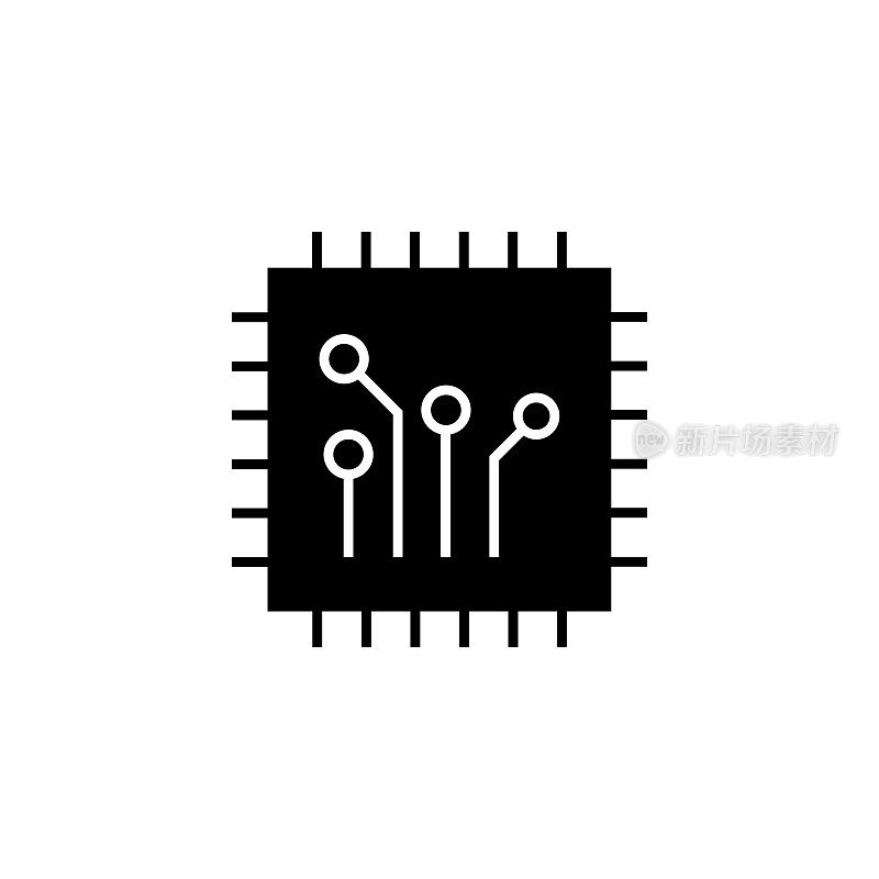 Microchip Solid Icon。这个平面图标适用于信息图表，网页设计，移动应用程序，UI, UX和GUI设计。